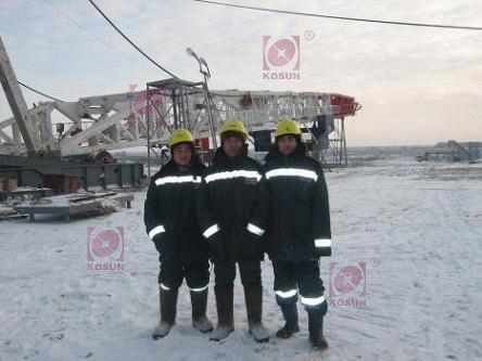 This pic shows KOSUN’s after-sale technicians, working for the Orenburgskaya Oblast Project, on the site of drilling the first well. 